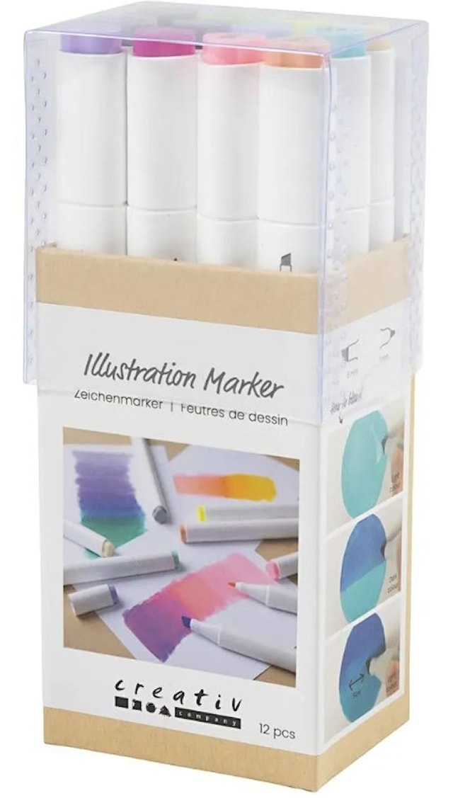 Produktbild 3 för Markers Illustration Pastell Dubbelspets 12-pack Creativ Company