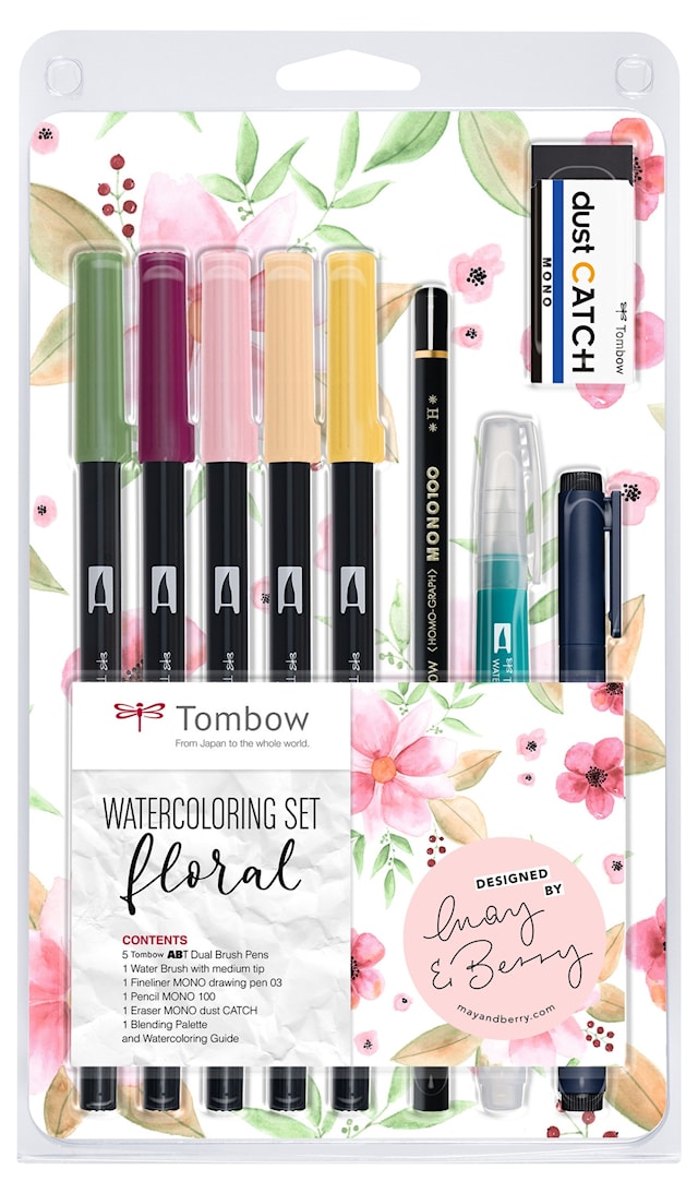 Tombow Sivellinkynä ABT Dual Brush set Floral, 9 osaa
