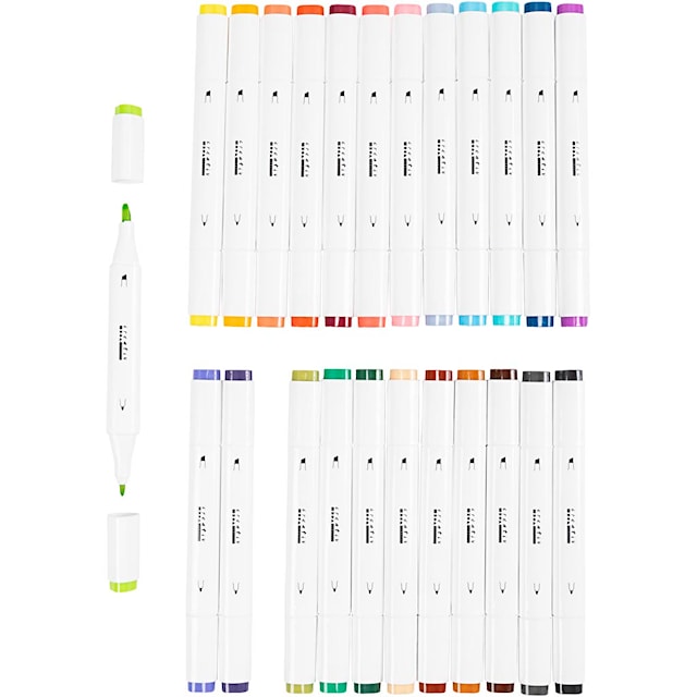 Produktbilde 4 for Tegnetusj, strek 1+8 mm, suppl. farger, 24 stk./ 1 pk.