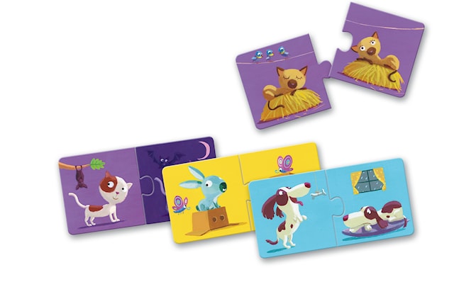 Produktbilde 4 for Duopuslespill Motsetninger 12 Puslespill med 2 Biter Motiv med Dyr og Ulike Motsetninger Djeco