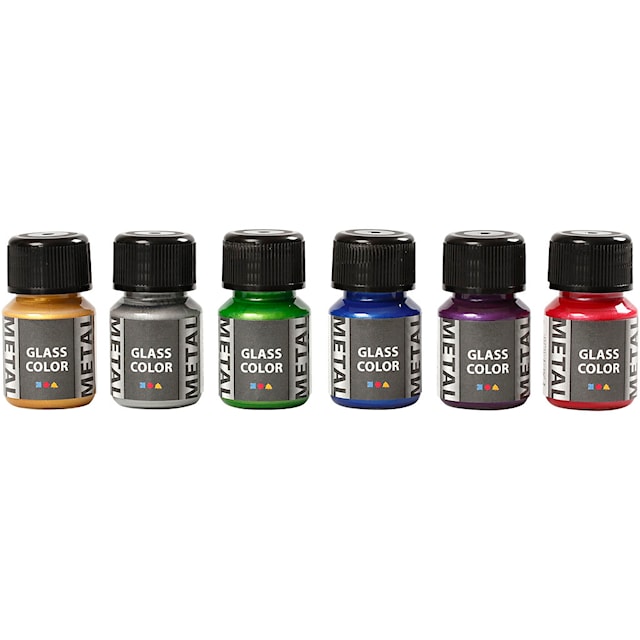 Produktbilde 2 for Glass Color Metal, ass. farger, 6x30 ml/ 1 pk.