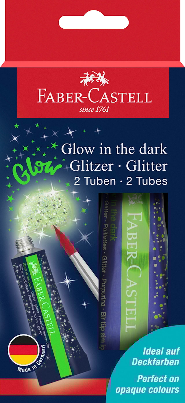 Produktbild 1 för Glow-in-the-dark-glitter i tub 12 ml 2-pack