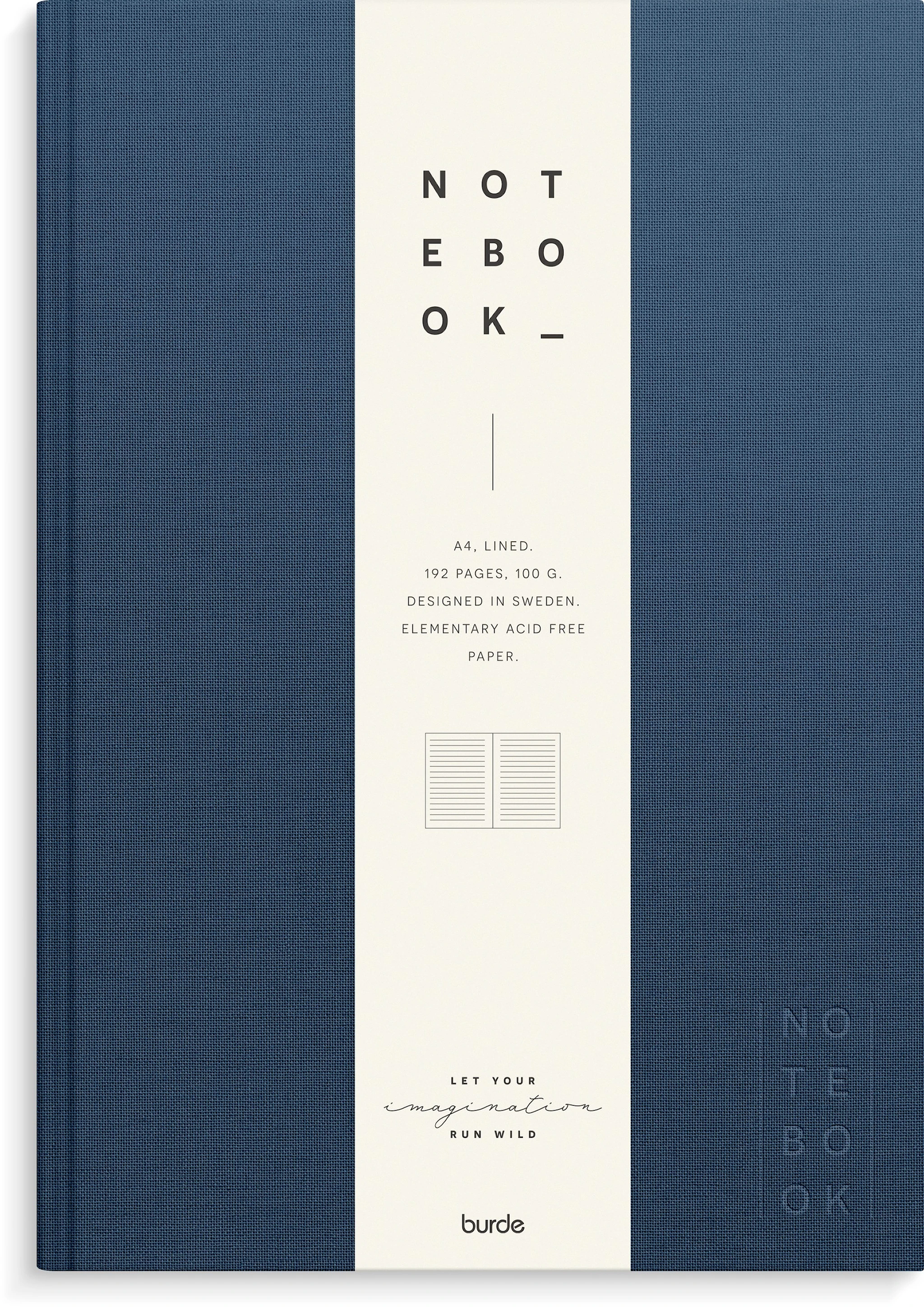 Produktbild för Anteckningsbok A4 Mörkblå textil, Linjerad, Burde