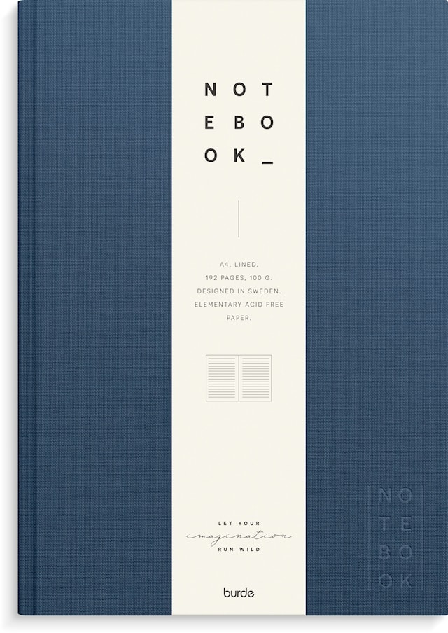 Produktbild 1 för Anteckningsbok A4 Mörkblå textil, Linjerad, Burde