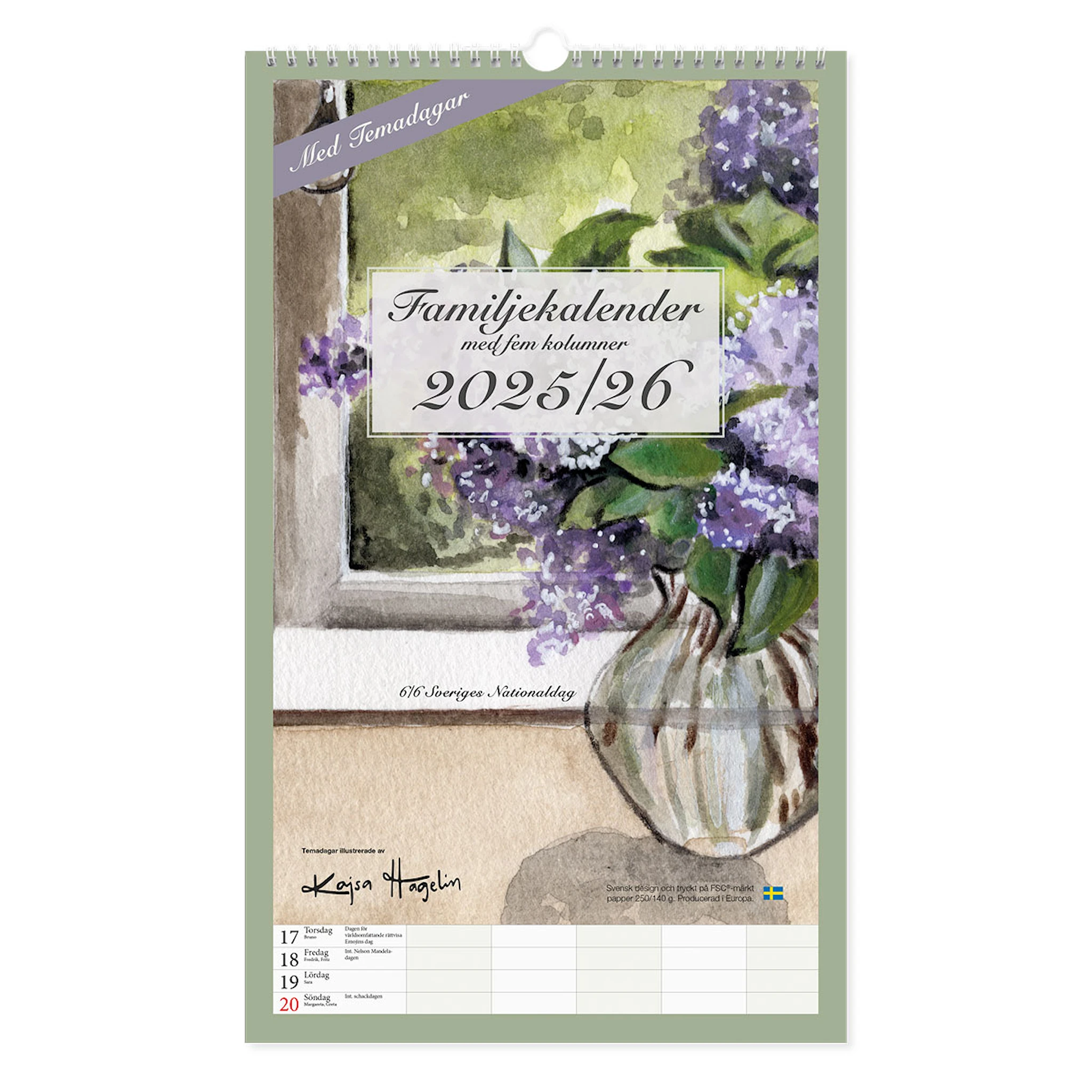 Tuotekuva ille Perhekalenteri Seinä 25/26 Design Kajsa Hagelin Paperstyle