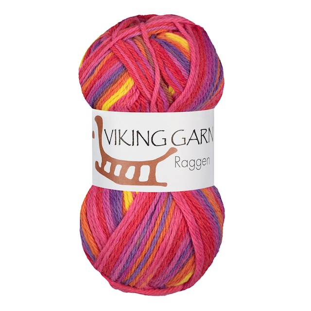 Produktbild 1 för Raggen Garn Ullmix 150 g Multi gul/cerise 741 Viking Garn