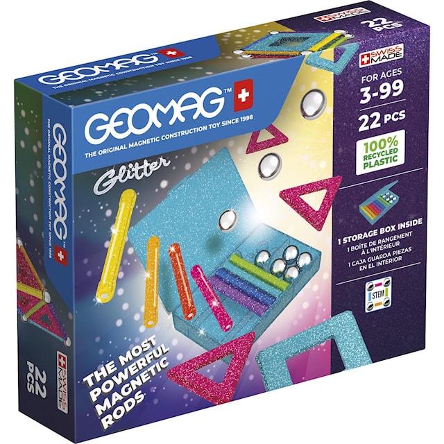 Produktbild 1 för Geomag Glitter Recycled 22 delar