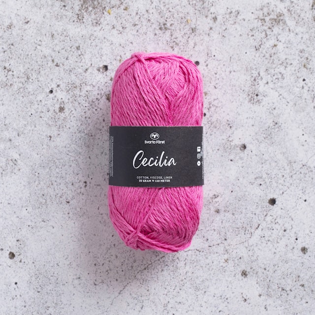 Cecilia Garn Lin- och bomullsmix 50 g Cerise 48 Svarta Fåret