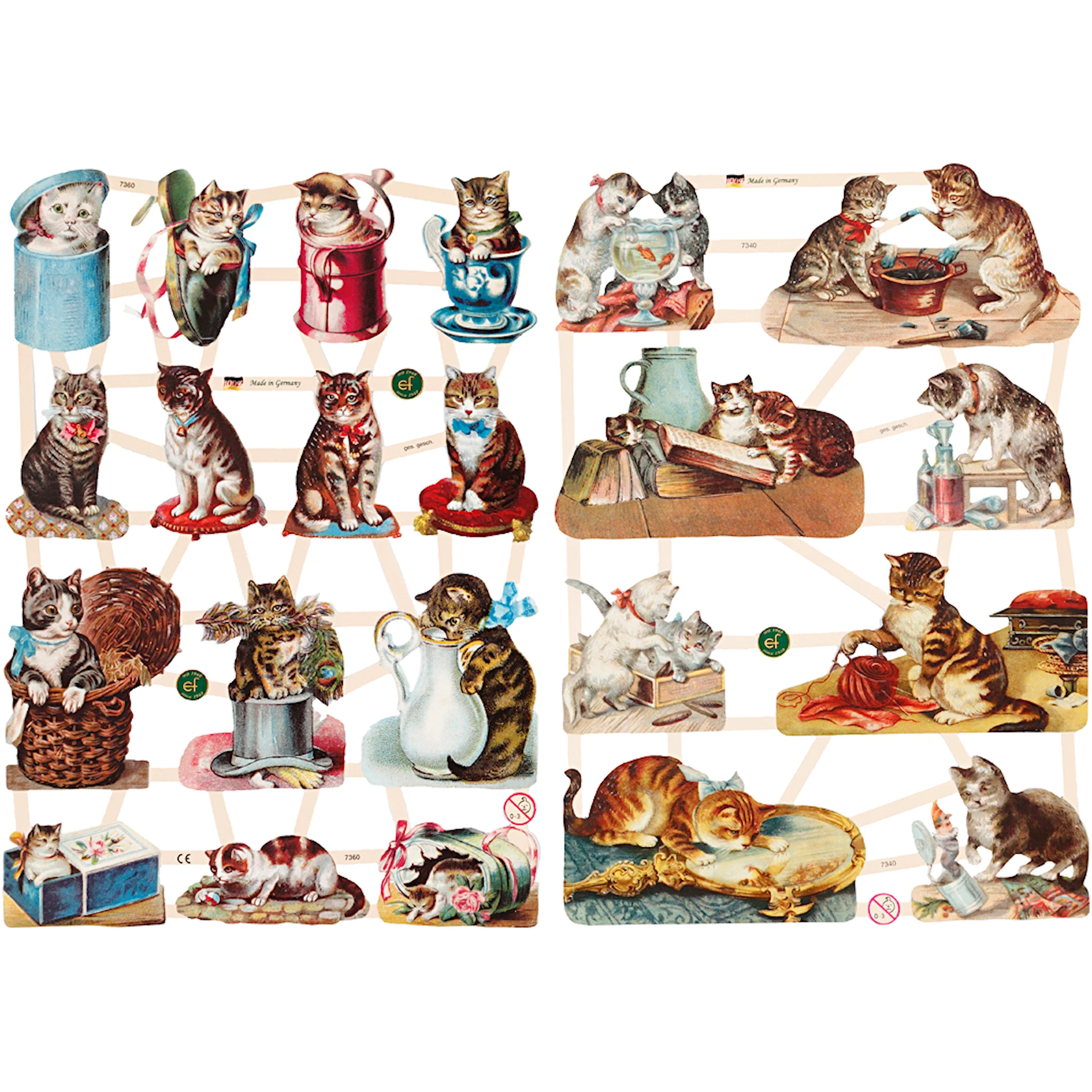 Tuotekuva ille Kiiltokuvat, kissat, arkki 16,5x23,5 cm, 2 ark/ 1 pkt