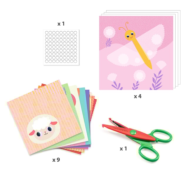 Produktbilde 4 for DIY-kollasje med bølgesaks 4 bakgrunner og 9 materialark Djeco