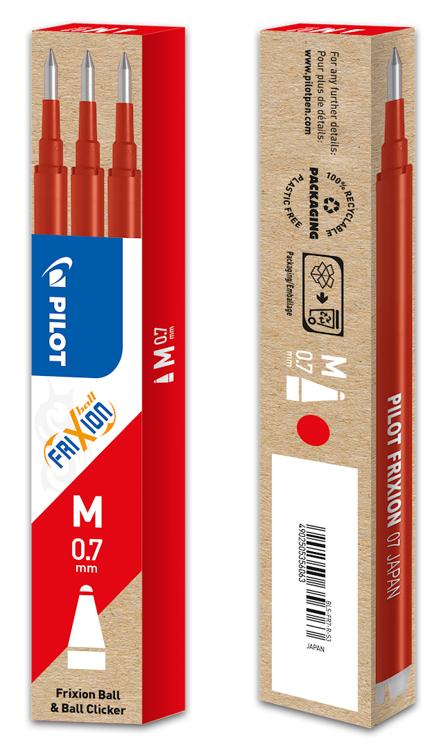 Tuotekuva 2 - Vaihtosäiliö Frixion 0,7 mm Punainen (3 kpl) Pilot