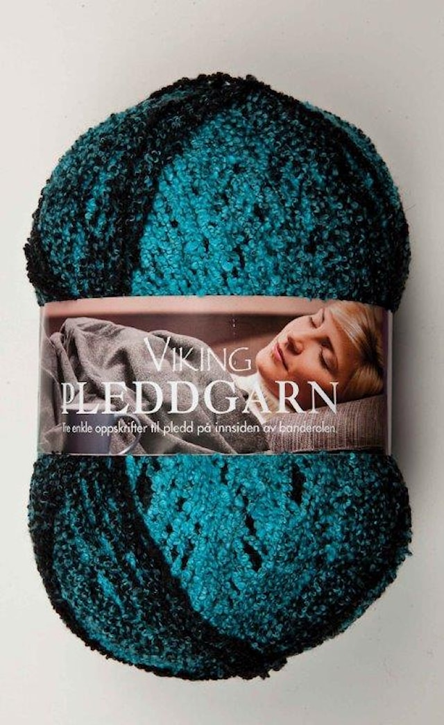 Pleddgarn 350 g Turkis/sort 729 Viking Garn