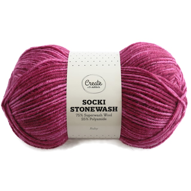 Tuotekuva 1 - Socki Stonewash 100 g Ruby B124 Adlibris