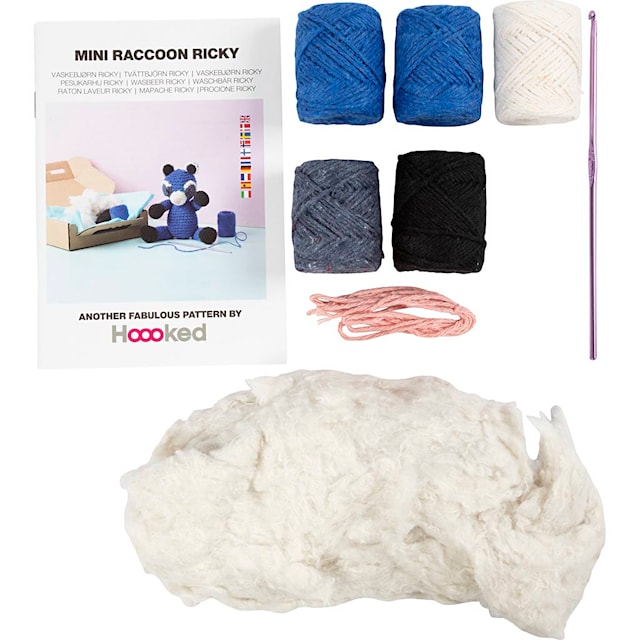 Produktbild 4 för DIY Kit Amigurumi Raccoon svart & blå 1 förp