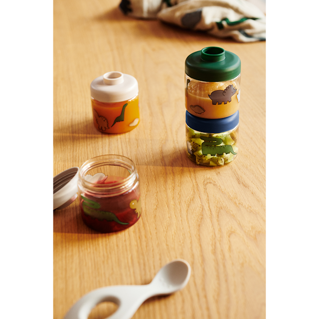 Produktbild 2 för Dominique Barnmatsförvaring Tritan 4-Pack Dinosaurs/Mist Liewood