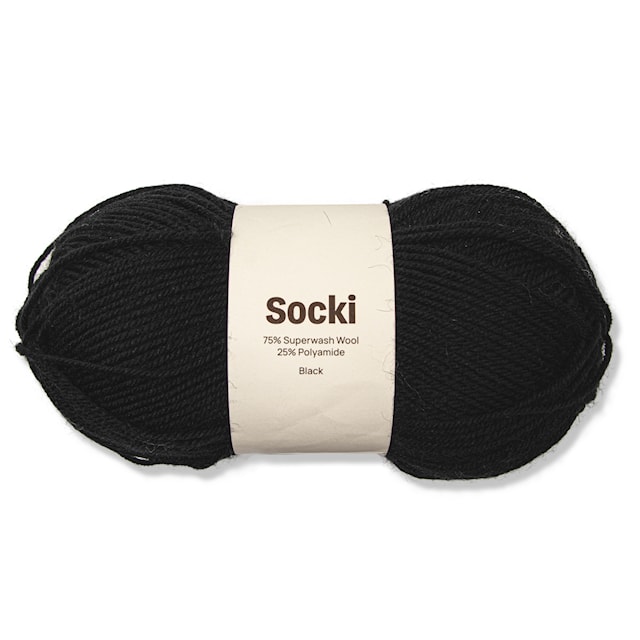 Socki Lanka Yksivärinen Villasekoitus 100 g Black A004 Adlibris