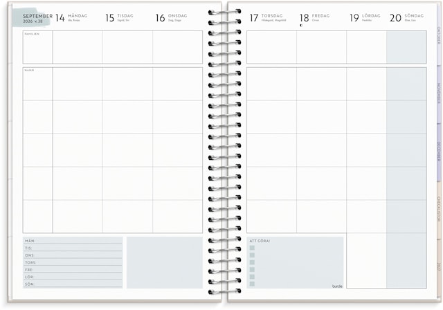 Tuotekuva 4 - Kalender 2026 A5 Life Organizer Family Beige Burde