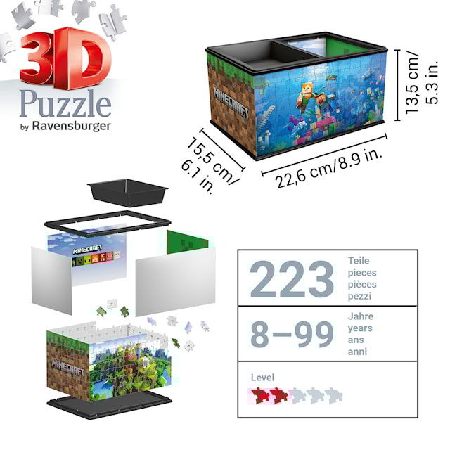 Produktbilde 3 for Minecraft skattekiste 3D Puslespill 108 brikker
