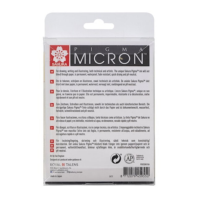 Produktbild 3 för Sakura Pigma Micron Fineliner Black 10-set