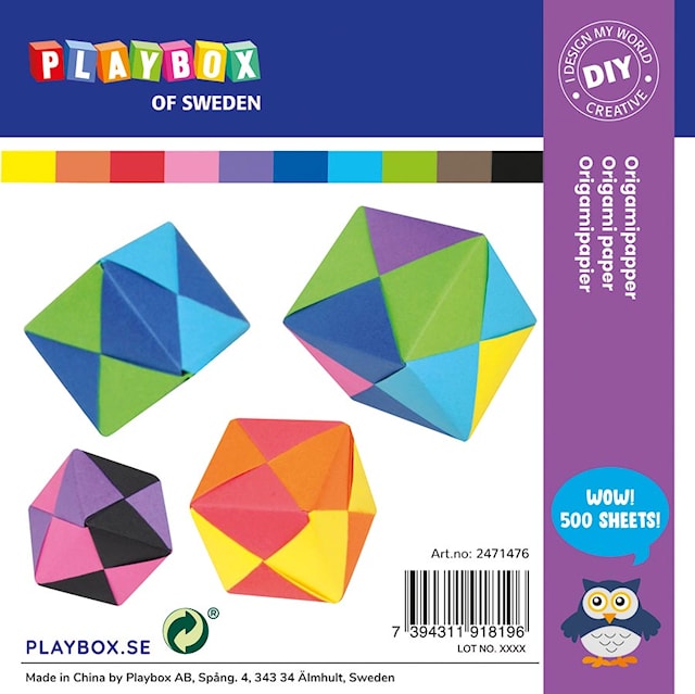 Produktbilde 1 for Origamipapir 10 farger 15 x 15 cm 70 g 500 ark Playbox