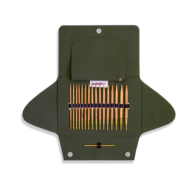 addiClick 13 cm Nature Olive Wood -sarja, 8 paria vaihtopäitä, 3,5–8 mm Addi