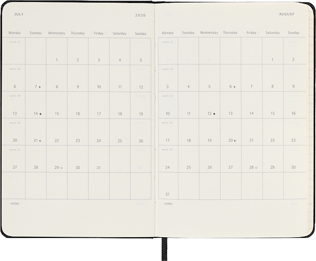 Produktbilde 5 for Kalender 18M 25/26 Classic Hard Weekly Horizontal Pocket Svart Moleskine