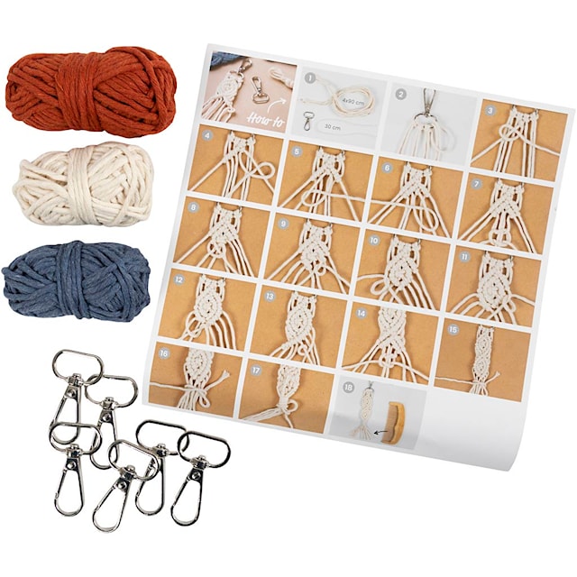 Tuotekuva 4 - Askartelusetti Mini Macramé, Avaimenperät, 1 pkk/ 1 pkt