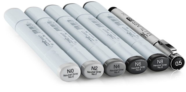 Tuotekuva 2 - Copic Sketch Harmaat sävyt + Yksi kpl Multiliner