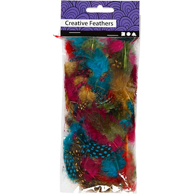 Produktbild 2 för Pärlhönsfjädrar 3 g Olika Färger 100 st