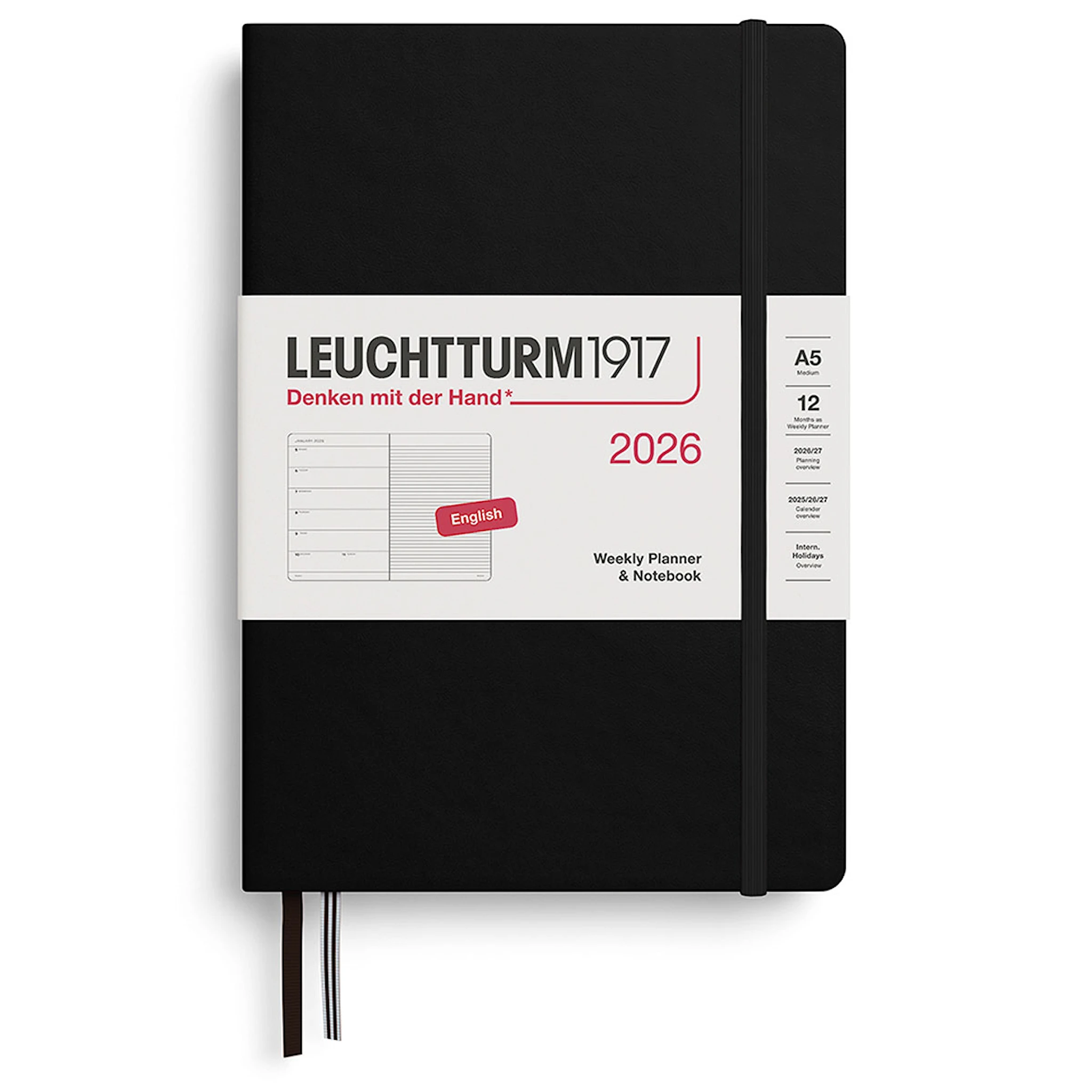 Produktbilde for Weekly Planner & Notebook 2026 A5 Black Leuchtturm1917