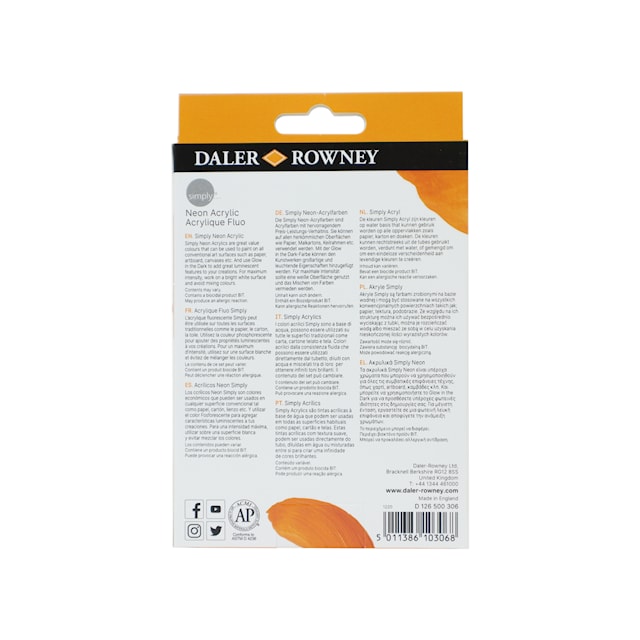 Produktbilde 3 for Acrylic Paint Neon Colors Set 6x12 ml Daler-Rowney