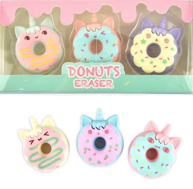 Produktbild 1 för Suddgummi Doughnut Caticorn 3-pack