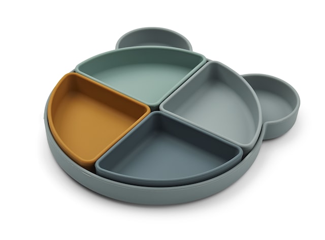 Produktbild 1 för Arne Tallrik med Avdelare Mr Bear Blue Fog Liewood