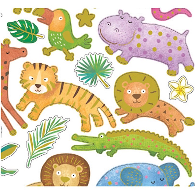 Tuotekuva 3 - Tarrat, villieläimet, arkki 15x16,5 cm, 1 ark