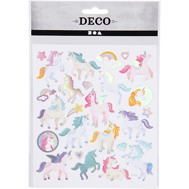 Tuotekuva 2 - Tarrat, yksisarviset, arkki 15x16,5 cm, ca. 27 kpl, 1 ark