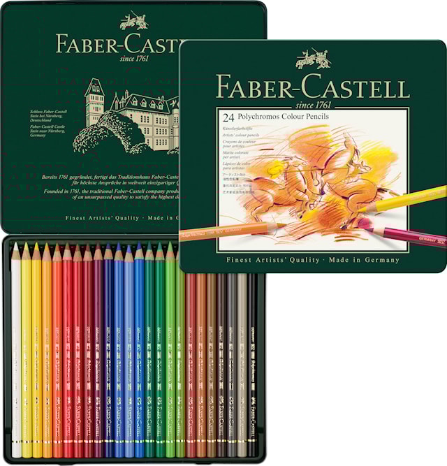 Produktbild 2 för Färgpennor Polychromos Metalletui 24-pack Faber-Castell