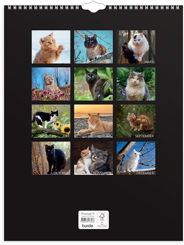 Produktbild 3 för Väggkalender 2026 Stora Kattkalendern 295x390 mm Burde