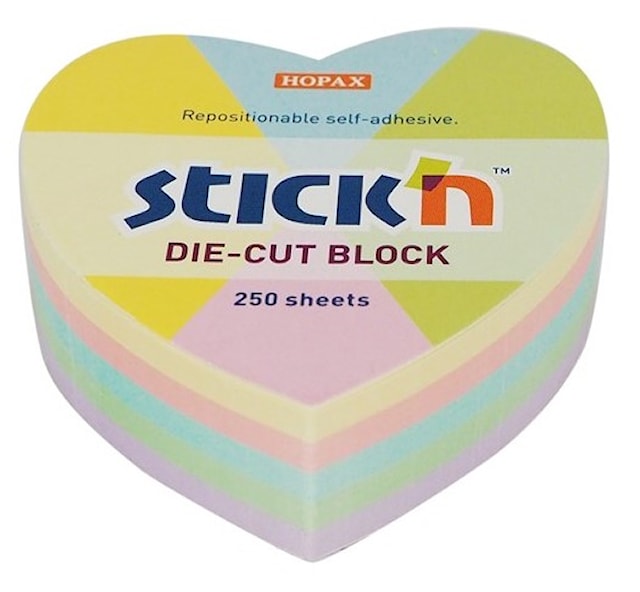 Produktbild 1 för Notisblock Pastell  Hjärta 64x67 mm Stick'n