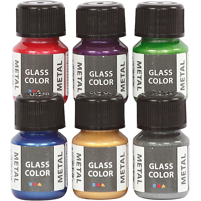 Tuotekuva 1 - Glas Color Metal lasimaali, värilajitelma, 6x30 ml/ 1 pkt