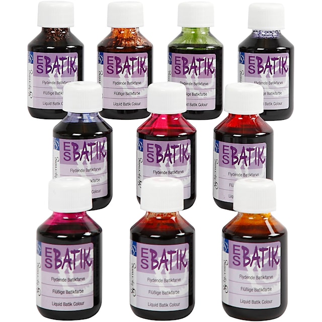 Produktbilde 1 for Batikkfarge, ass. farger, 10x100 ml/ 1 pk.