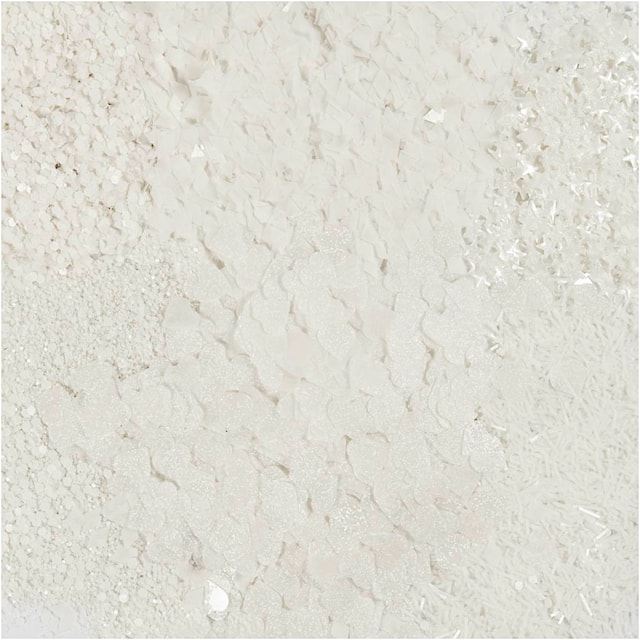 Tuotekuva 6 - Biohajoavat kimalteet ja paljetit, hopea, valkoinen, 6x7 ml/ 1 pkt