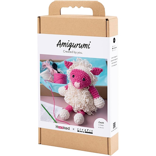 Produktbild 3 för DIY Kit Amigurumi Får rosa & off white 1 förp