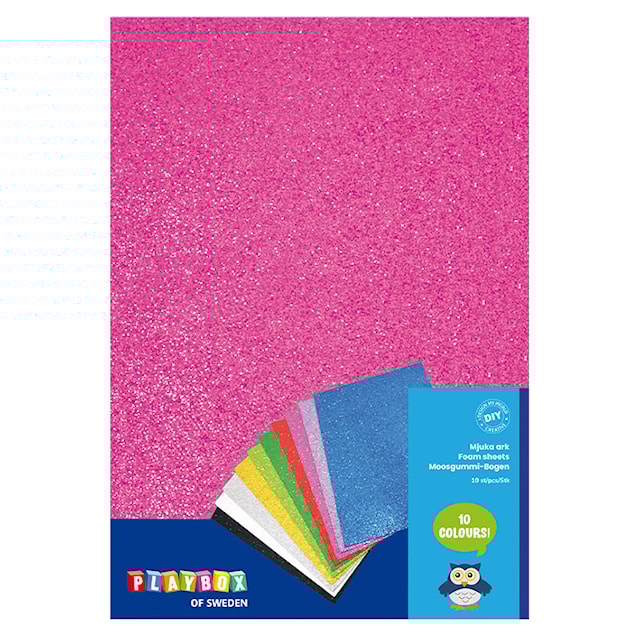 Produktbilde 1 for Glitterpapir av Mosegummi 10stk Playbox
