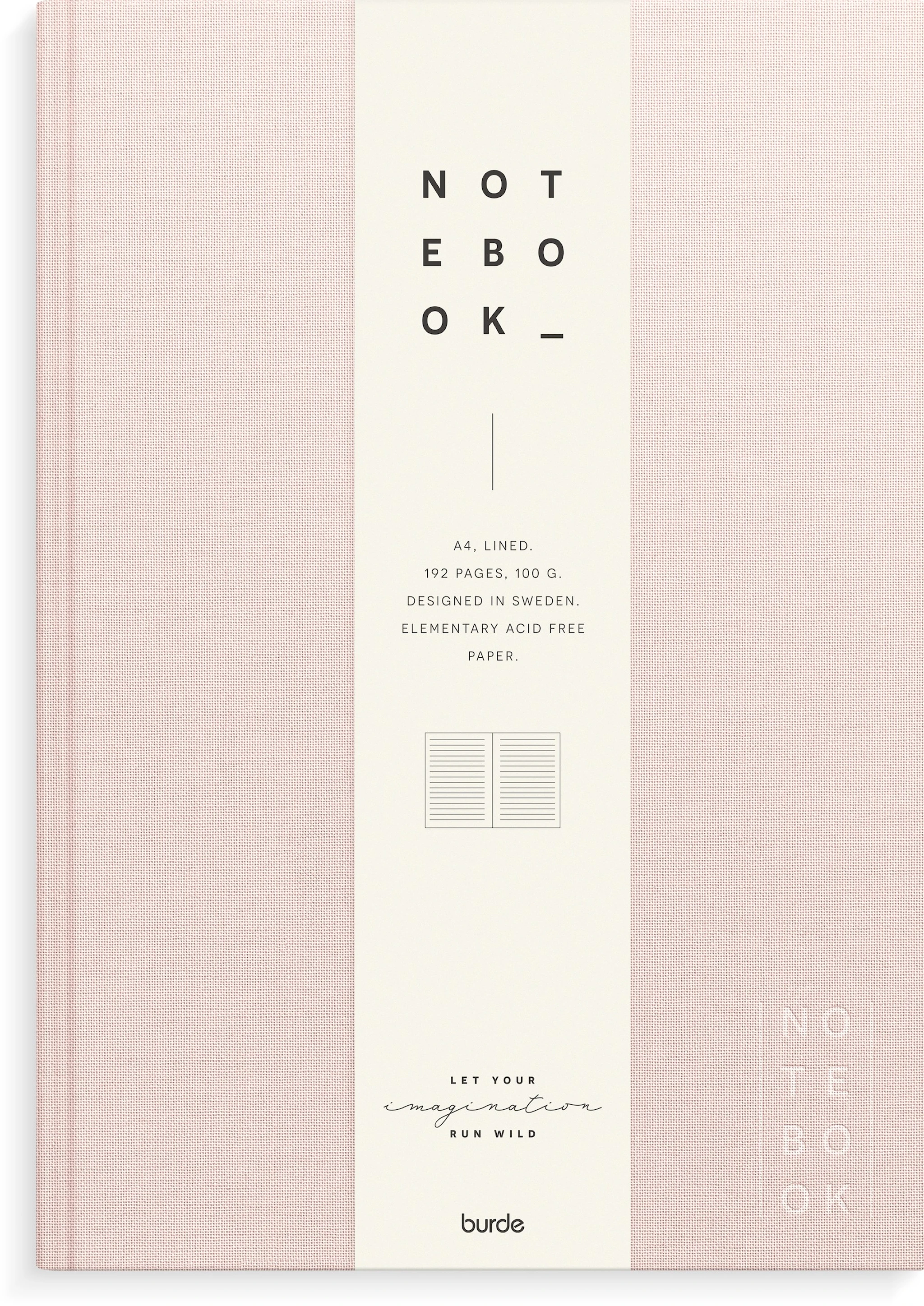 Produktbilde for Notatbok A4 Rosa tekstil, Linjert, Burde