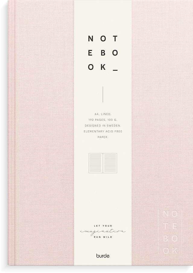 Produktbilde 1 for Notatbok A4 Rosa tekstil, Linjert, Burde