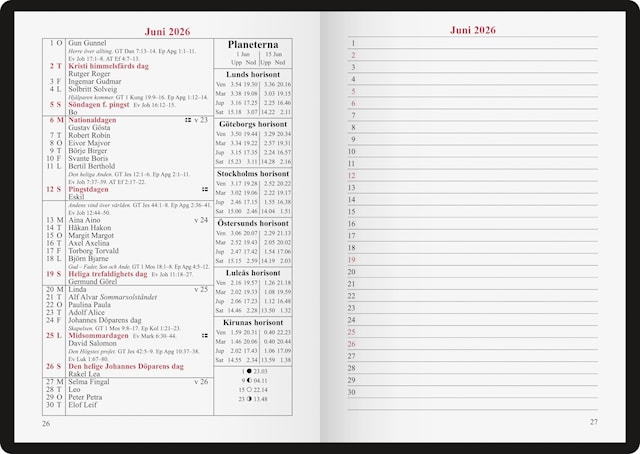 Produktbild 2 för Vanliga Almanackan Kungafamiljen 2026 Almanacksförlaget