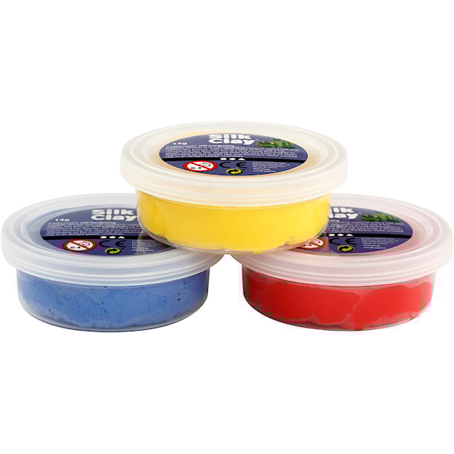 Produktbilde 2 for Silk Clay®, blå, rød, gul, 3x14 g/ 1 pk.