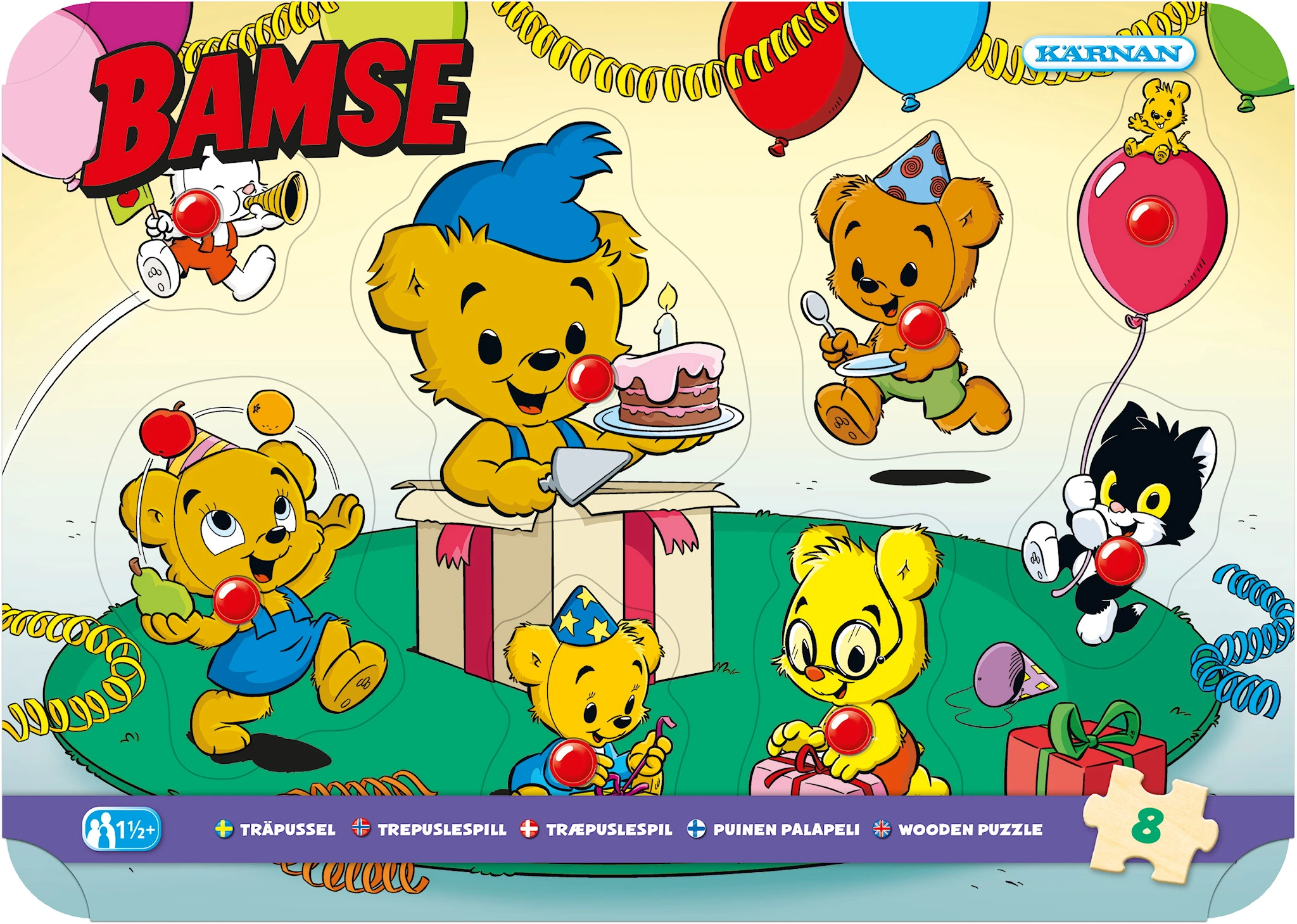Produktbilde for Knottpuslespill Bamse 8 brikker, Kärnan