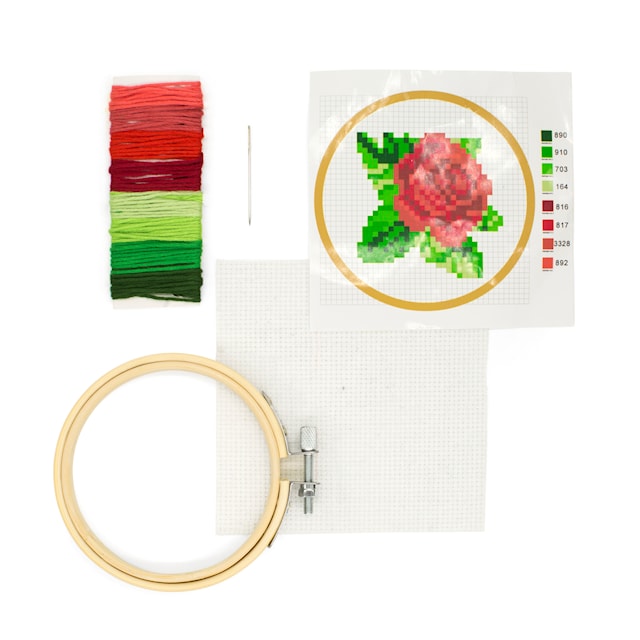 Produktbild 2 för Broderikit Mini Korsstygn Ros Kikkerland