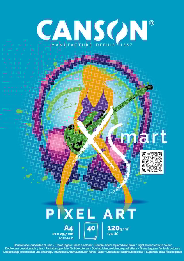 Skisspapper A4 limmad långsida 120g 40 ark Canson XSMART Pixel Art